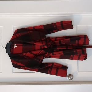 SOLD Women's Plaid Tie Wrap Fleece/Wool Fall Jacket
